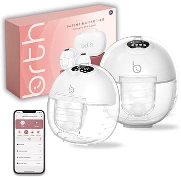 BIRTH Hands-Free Bluetooth App Controlled Double Electric Breast Pump S39, Wearable, Portable & Quiet with LED Diplay with 4 Modes &12 Levels of suction, 24MM Flanges (2 Units) على Amazon.ae - متتبع الأسعار