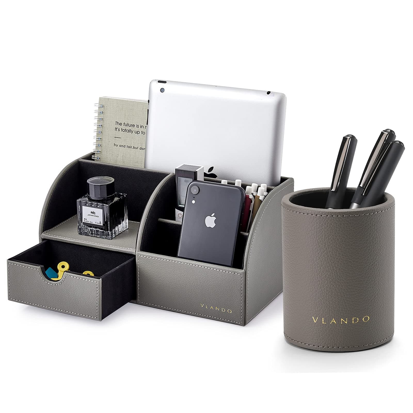 Vlando Office Supplies Desk Organizer Caddy, Desktop Hanging File Letter Document Storage Holder with Drawer Organizer Section for Office Home (Set of 1-grey) on Amazon.ae - Price Tracker