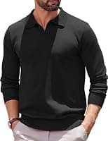 COOFANDY Long Sleeve Polo Shirts for Men Knit Polo Sweater Lightweight Ribbed Pullover Sweater - Best Deal Finder