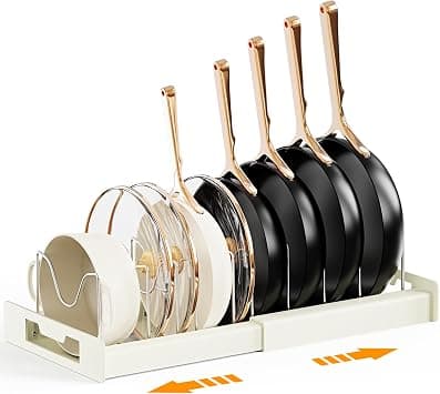 Dayacoco Pots and Pans Organizer for under Cabinet, Expandable Pan Pot Organizers inside Cabinet, with 10 Adjustable Compartments for Kitchen Cabinet, Frying Rack, Lid, Cookware,1 Pcs على Amazon.ae - متتبع الأسعار