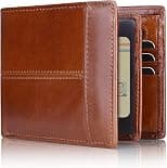 Mens Wallet RFID Genuine Leather Bifold Wallets For Men, ID Window 16 Card Holders Gift Box - Best Deal Finder