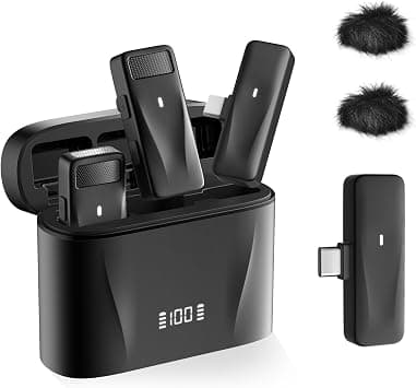 HAMACOUST Wireless Lavalier Microphone Compatible for iPhone 16,15 Pro Max, USB C Smartphone, Samsung, Android - Set of 2 Lapel Mic w/Noise Canceling for Content Creator, Vlogging, Recording, ASMR - Best Deal Finder