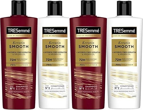 TRESEmmé Keratin Smooth and Straight Shampoo with Argan Oil, 400ml (Pack of 2) + TRESEMMÉ Keratin Smooth and Straight Conditioner, 400ml (Pack of 2) on Amazon.ae - Price Tracker