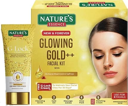 NATURES ESSENCE Glowing Gold Facial Kit (60Grams+15ML) - Best Deal Finder