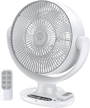AOY Desk Fan D6 Rechargeable Table Fan with Remote, 12000mAh Battery 20dB Quiet Desktop Fan Air Circulator, 120° Auto 3D Oscillation Desk Fan, 8 Speeds 3 Modes 4H Timer for Bedroom Office Camping on Amazon.ae - Price Tracker