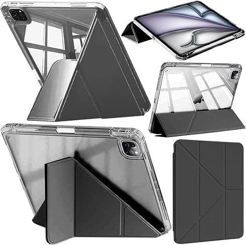 Case for iPad Air 11 Inch M4/M3/M2, iPad Air 5/4 10,9" Black | iPad Pro 11" 4th/3rd/2nd/1st Gen Slim Y-Stand Clear Back Cover, Pencil Holder, Auto Wake Sleep on Amazon.ae - Price Tracker