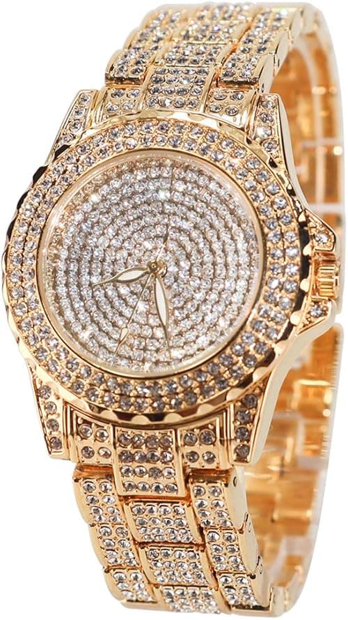 Smalody Round Luxury Women Watch Crystal Rhinestone Diamond Watches Stainless Steel Wristwatch Iced Out Watch with Japan Quartz Movement for Women | Simulated Lab Diamonds on Amazon.ae - Price Tracker