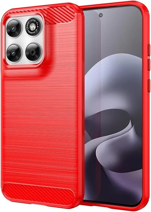 Gruattreay Case Compatible with Motorola Moto G67 5G/Moto G77 5G, Carbon Fiber Brushed Texture Soft TPU Silicone Bumper Anti-Scratch Shockproof Protective Back Cover (Red) على Amazon.ae - متتبع الأسعار