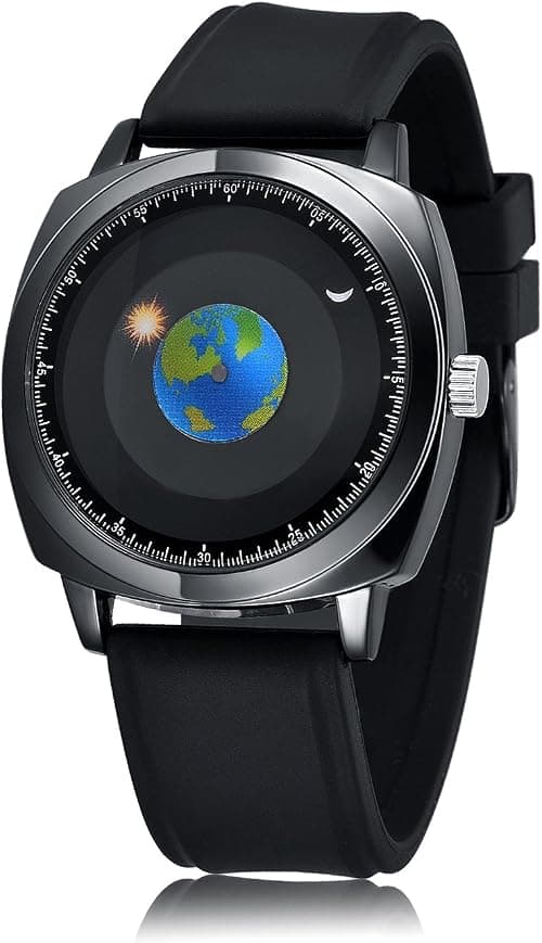 MINILUJIA 50M Waterproof Men World Map Watches Creative Starry Universe Earth Globe Moon Sun Rotating Eye-catching Personalized Cool Unique Mens Watches على Amazon.ae - متتبع الأسعار