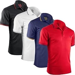 Albert Morris Mens Striped Short Sleeve Polo Shirts 4 Pack - Best Deal Finder