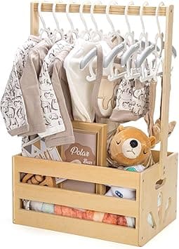 Azonee Wooden Baby Shower Crate Closet, Storage With Handle, Basket For Gifts, Welcome Gift Newborn Boys And Girls, Pregnancy New Parents - Amazon.ae Price Tracker