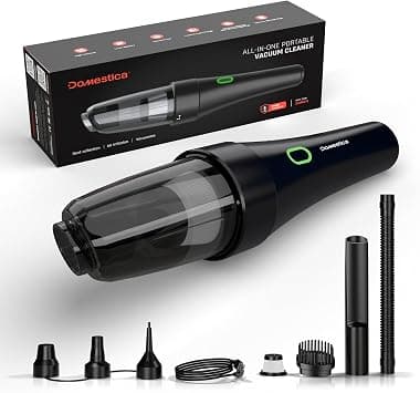 DOMESTICA Handheld Car Vacuum Cleaner Cordless 9000PA High Power Car Vacuum with Blower & Inflator for Pet Hair, Vehicle, Home, Office, Keyboard | Lightweight Rechargeable 6000Mah on Amazon - Best Deal Finder