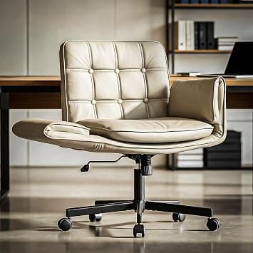 DROGO Zen Atora Pro Ergonomic Criss Cross Legged Office Chair for Work with 5 Gear Armrest & Wide Thick Cushion Seat | PU Leather Computer Chair, Adjustable Height, Recline & Heavy Metal Base - Beige على Amazon.ae - متتبع الأسعار