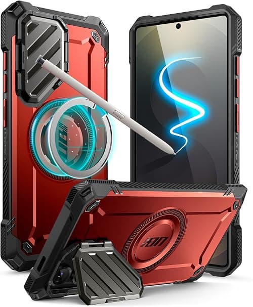 SUPCASE for Samsung Galaxy S25 Ultra Case with Camera Cover Stand (UBMag XT), [S Pen Friendly] [Compatible with MagSafe] [Military-Grade Protection] Magnetic Phone Case for S25 Ultra 6.9 Inch, Ruddy على Amazon.ae - متتبع الأسعار