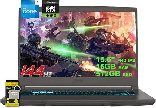 MSI (Upgraded) Thin 15 Gaming Laptop 15.6" FHD IPS 144Hz Intel Octa-core i5-13420H (Beats i7-11800H) 16GB RAM 512GB SSD GeForce RTX 4050 Backlit USB-C Win11 w/ICP Accessory on Amazon.ae - Price Tracker