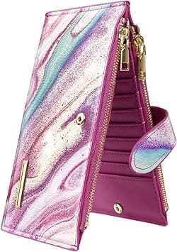 Womens RFID Blocking Large Capacity Wallet Multi Card Organizer Bifold Wallet for Women with Zipper Pocket, Purple Painting on Amazon.ae - Price Tracker
