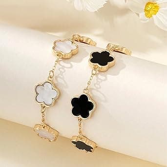 2 PCS Lucky Floral Bracelet Set for Women, Elegant Flower Chain Link Design, Charming and Timeless Jewelry, Great for Everyday Use and Special Events on Amazon.ae - Price Tracker
