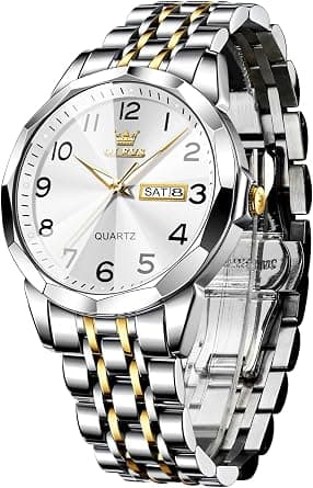 OLEVS Women's Stainless Steel Waterproof Watch with Small Dial Analogue Quartz and Gold Dial - Best Deal Finder