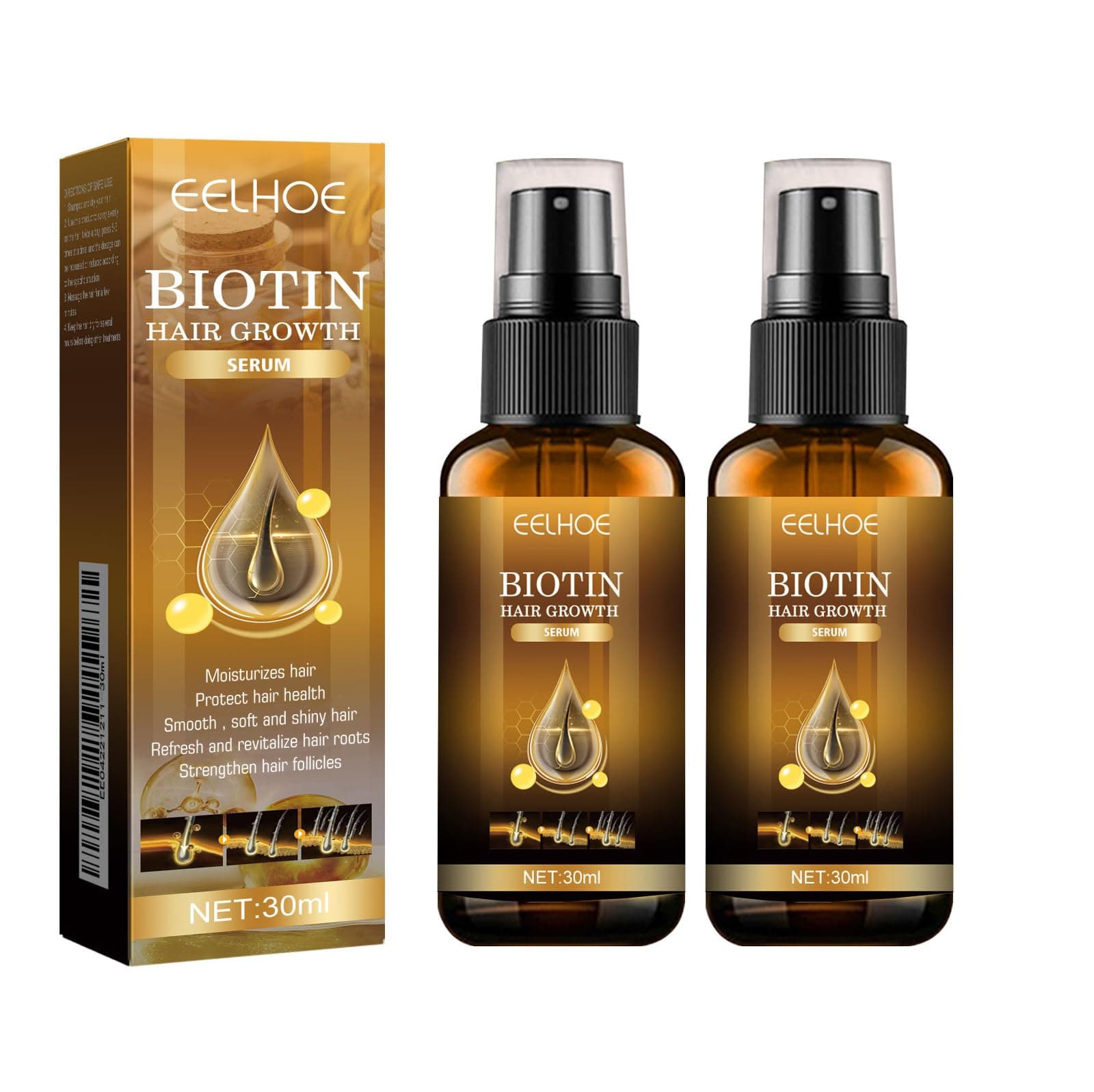 Biotin Hair Growth Serum Spray 2PCS, Herbal Hair Thickening Treatment for Longer, Fuller, Stronger Hair, Nourishing Hair Growth Booster with Biotin for Daily Scalp Care Routine on Amazon.ae - Price Tracker