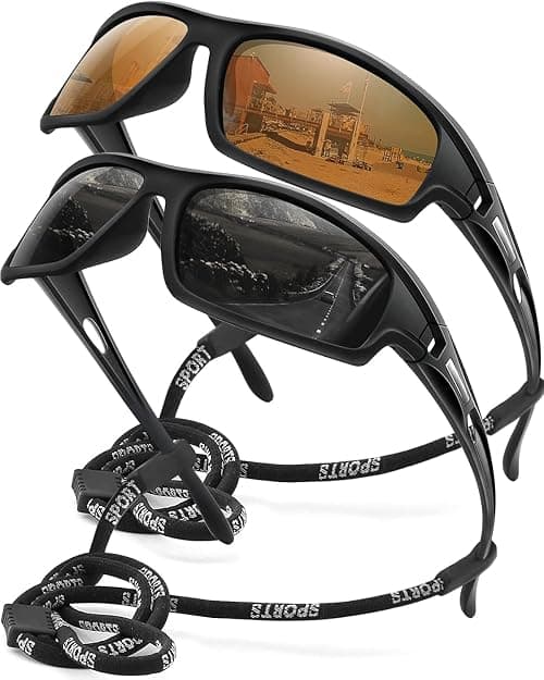 Polarized Sports Sunglasses for Men 100% UV Protection Wrap Around Unbreakable Sun Glasses for Fishing Driving on Amazon.ae - Price Tracker