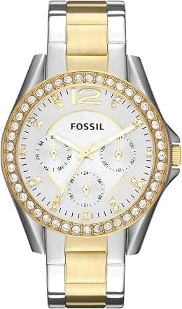 Fossil Riley Women's Watch with Crystal Accents and Stainless Steel Bracelet Band - Best Deal Finder