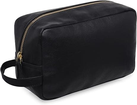 RUBAB MEN 100% Genuine Leather Toiletry Kit & Travel Pouch for Men | Premium Nappa Leather Hand-Stitched for That Timeless Look | Bomber Edition on Amazon - Best Deal Finder