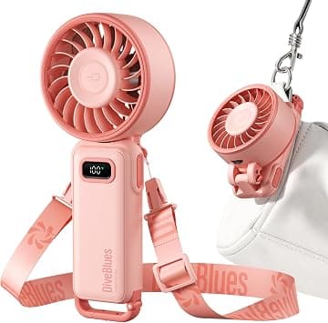Diveblues Portable Turbo Fan, 100 Speed Handheld Fan with Strong Airflow, Foldable 4 in 1 Personal Fan for Neck, Desk & Travel, USB-C Rechargeable, Lightweight for Summer, Concerts & Outdoor Use on Amazon.ae - Price Tracker