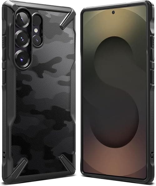 Ringke Fusion-X Compatible with Samsung Galaxy S25 Ultra 5G Case (2025), Clear Hard Back Cover Shockproof Protective Bumper Phone Cover for S25 Ultra - Camo Black على Amazon.ae - متتبع الأسعار