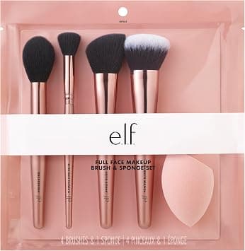 e.l.f. Cosmetics Complexion Essentials Brush & Sponge Set, Concealer, Powder, Blush & Highlighter Brushes & Total Face Sponge For A Perfect Complexion - Best Deal Finder