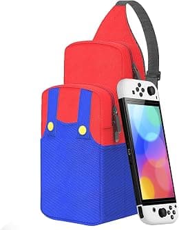 BIGTHREE Nintendo Switch Travel Bag, Mario Storage Backpack, Portable Waterproof, Canvas, Red, Super Mario Pattern, Compatible with Switch, Switch Lite, OLED, Steam Deck, Joy-Cons - Best Deal Finder