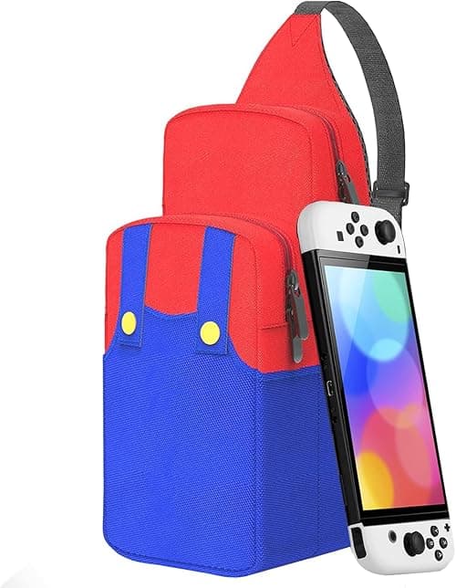 BIGTHREE Nintendo Switch Travel Bag, Mario Storage Backpack, Portable Waterproof, Canvas, Red, Super Mario Pattern, Compatible with Switch, Switch Lite, OLED, Steam Deck, Joy-Cons على Amazon.ae - متتبع الأسعار