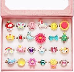 PinkSheep Little Girl Jewel Rings in Box, Adjustable, No Duplication, Girl Pretend Play and Dress Up Rings - Amazon.ae Price Tracker