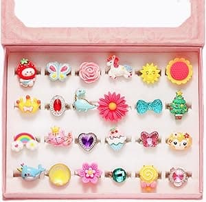 PinkSheep Little Girl Jewel Rings in Box, Adjustable, No Duplication, Girl Pretend Play and Dress Up Rings - Amazon.ae Price Tracker