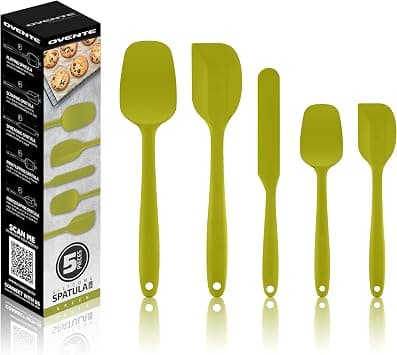 OVENTE Silicone Spatula Set of 5, Food Grade Rubber Spatula with High Heat Resistant, BPA-Free and Dishwasher Safe, Nonstick Kitchen Utensils for Baking, Cooking and Mixing, Green SP12305G on Amazon.ae - Price Tracker