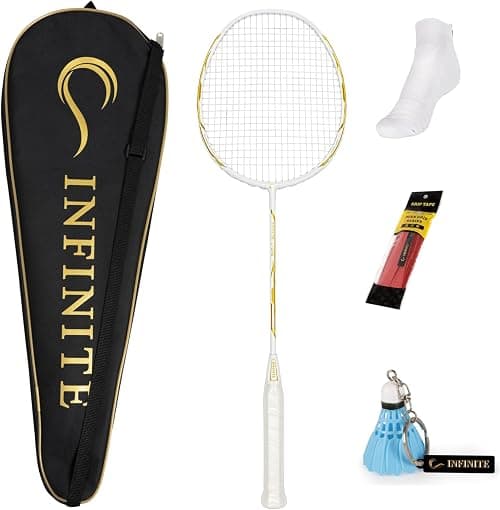 INFINITE Badminton Racket with Free Racket Bag & & Socks & Grip & Badminton Keychain, High Carbon Fiber, 73g, G5, 24-30lbs, Suitable for Intermediate Level Players (Green) on Amazon.ae - Price Tracker