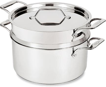 All-Clad Simply Strain Stainless Steel Stockpot, Multipot With Insert & Lid, 8 Quart, Induction, Oven Broiler Safe 600F, Strainer, Pasta Strainer with Handle, Steamer Pot, Pots and Pans Silver on Amazon.ae - Price Tracker