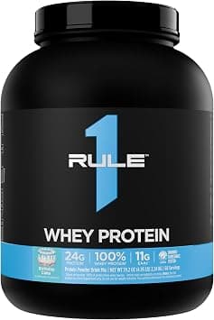 Rule 1 Whey Protein – 24g Fast-Acting Protein from All-Whey Sources with Naturally Occurring EAAs & BCAAs for Workout Recovery or Anytime Use (5 Pounds*, Birthday Cake) on Amazon.ae - Price Tracker