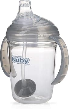 Nuby Twin Handle 360 Grip N' Sip 8oz Tritan Cup with Hygienic Cover, Grey,1 Count (Pack of 1) on Amazon.ae - Price Tracker