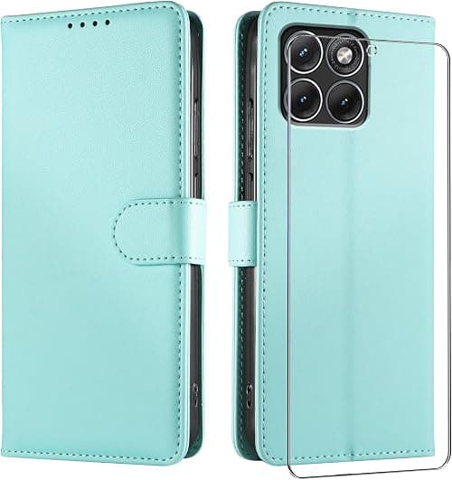 Motorola Moto G67 / G77 / G87 5G Case with Tempered Glass, High Quality PU Leather Flip Case Cover [Wallet with RFID Protection] - Mint Green on Amazon.ae - Price Tracker