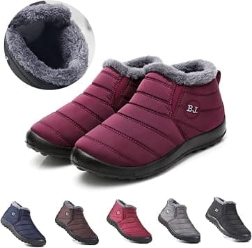 Boojoy Winter Boots, Winter Warm Non-Slip Ankle Boots, Fur Lined Thickened Non-Slip Winter Shoes for Men and Women (8-Women, Red) on Amazon.ae - Price Tracker