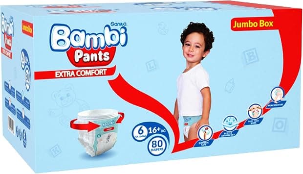 Sanita Bambi Pants, Size 6, XXL, Jumbo Box, 80 Diapers on Amazon.ae - Price Tracker