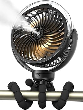 Misting Stroller Fan, 6000mAh Battery Operated Portable Fan with Light & 360° Pivoting, Personal Fan with Flexible Tripod for Baby, Office, Travel,Treadmill,Outdoors - Amazon.ae Price Tracker