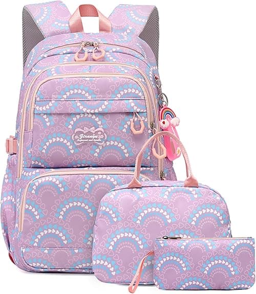 Mfikaryi Elementary School Backpack for Girls,Waterproof Student Bookbag with Lunch box and Pencil Case على Amazon.ae - متتبع الأسعار