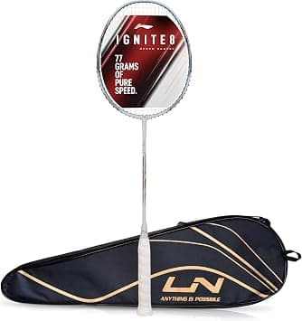 Li-Ning Ignite 8 Japanese Carbon Graphite Unstrung Badminton Racket with Full Cover 77 Grams - متتبع أسعار Amazon.sa