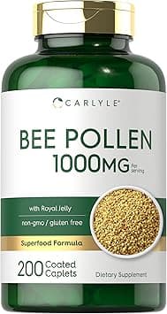 Carlyle Bee Pollen Supplement 1000mg | 200 Caplets | with Royal Jelly and Bee Propolis | Vegetarian, Non-GMO, Gluten Free على Amazon.ae - متتبع الأسعار