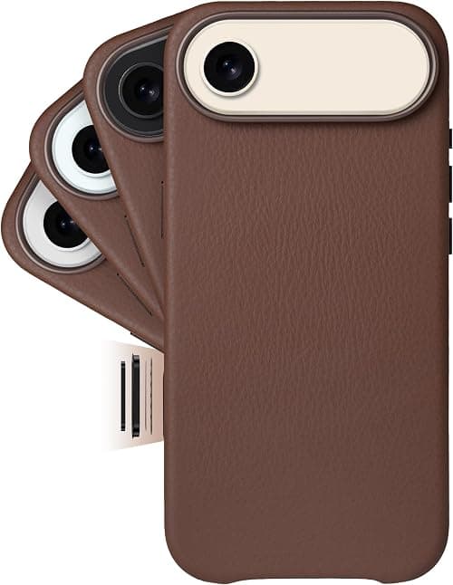 LONLI Classic Leather Case for iPhone 17 Air, Made of European Vachetta Leather (Gold Standard), with Camera Control and MagSafe Compatibility, Dark Brown Saddle on Amazon.ae - Price Tracker