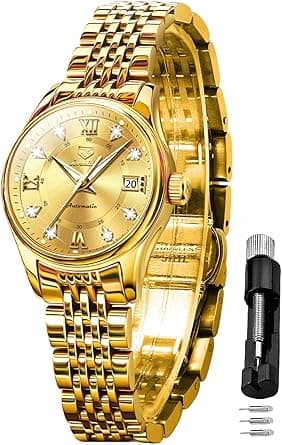 OLEVS Women Watches Luxury Diamond Wrist Watches for Women Gold and Silver Stainless Steel Waterproof with Date Quartz Ladies Watch on Amazon.ae - Price Tracker