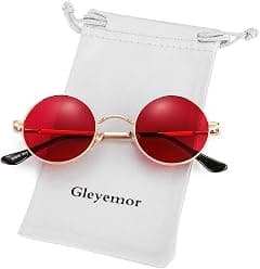 Gleyemor John Lennon Glasses Polarized Small Round Sunglasses for Men Women Hippie Circle Red Yellow Glasses - Amazon.ae Price Tracker