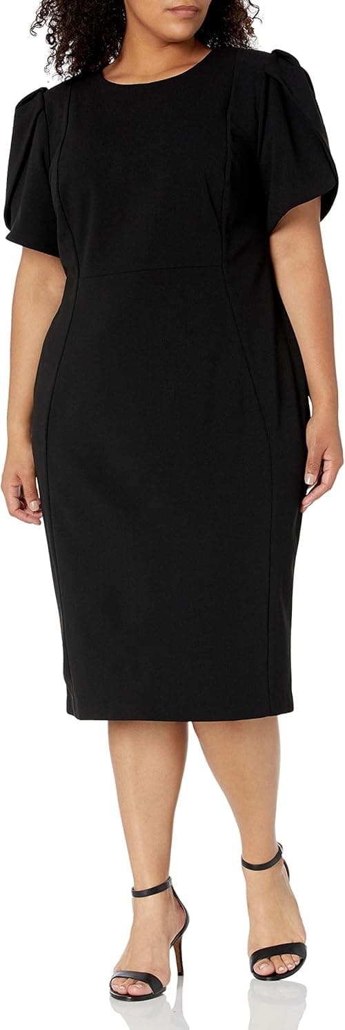 Calvin Klein womens Plus Size Tulip Sleeved Seamed Sheath Dress on Amazon.ae - Price Tracker