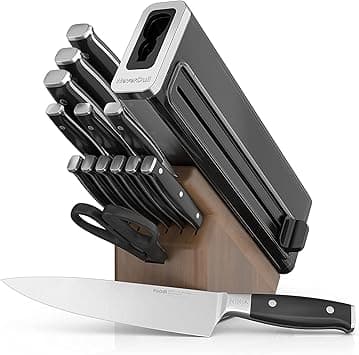 Ninja K52015 Foodi NeverDull 15 Piece Premium Knife System, Wood Series Block, German Stainless Steel, with Built-in Sharpener, Stainless Steel/Walnut on Amazon.ae - Price Tracker